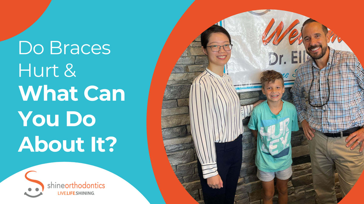 Boy smiling with man and woman with text "Do Braces Hurt & What Can You Do About It?"